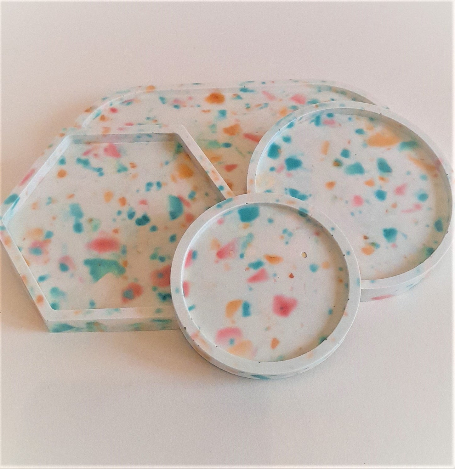 Jesmonite - tEco Luxe Hexagonal Terrazzo coaster - Luxury Homeware