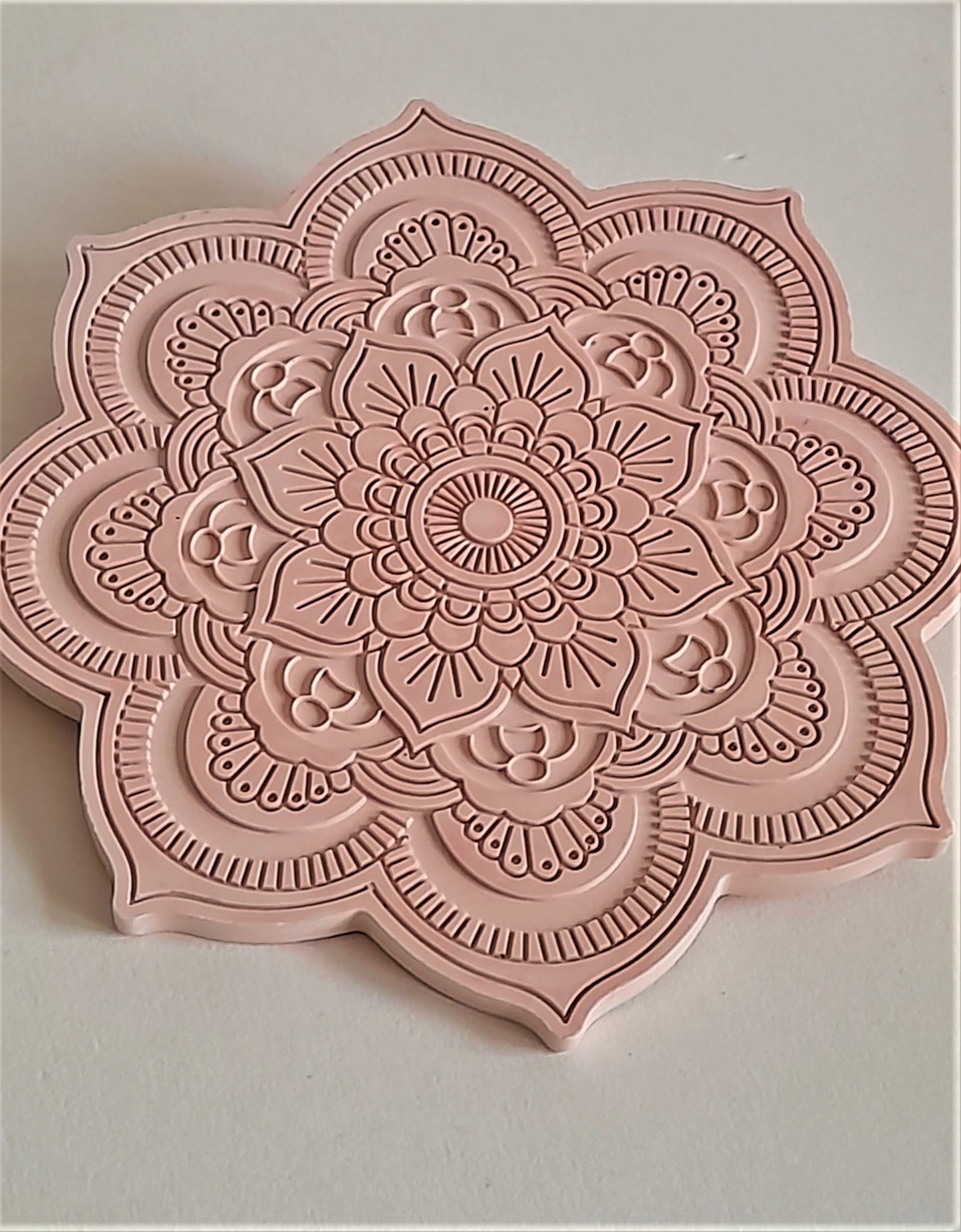 Jesmonite - Mandala Rose Pink Coaster - Luxury Homeware