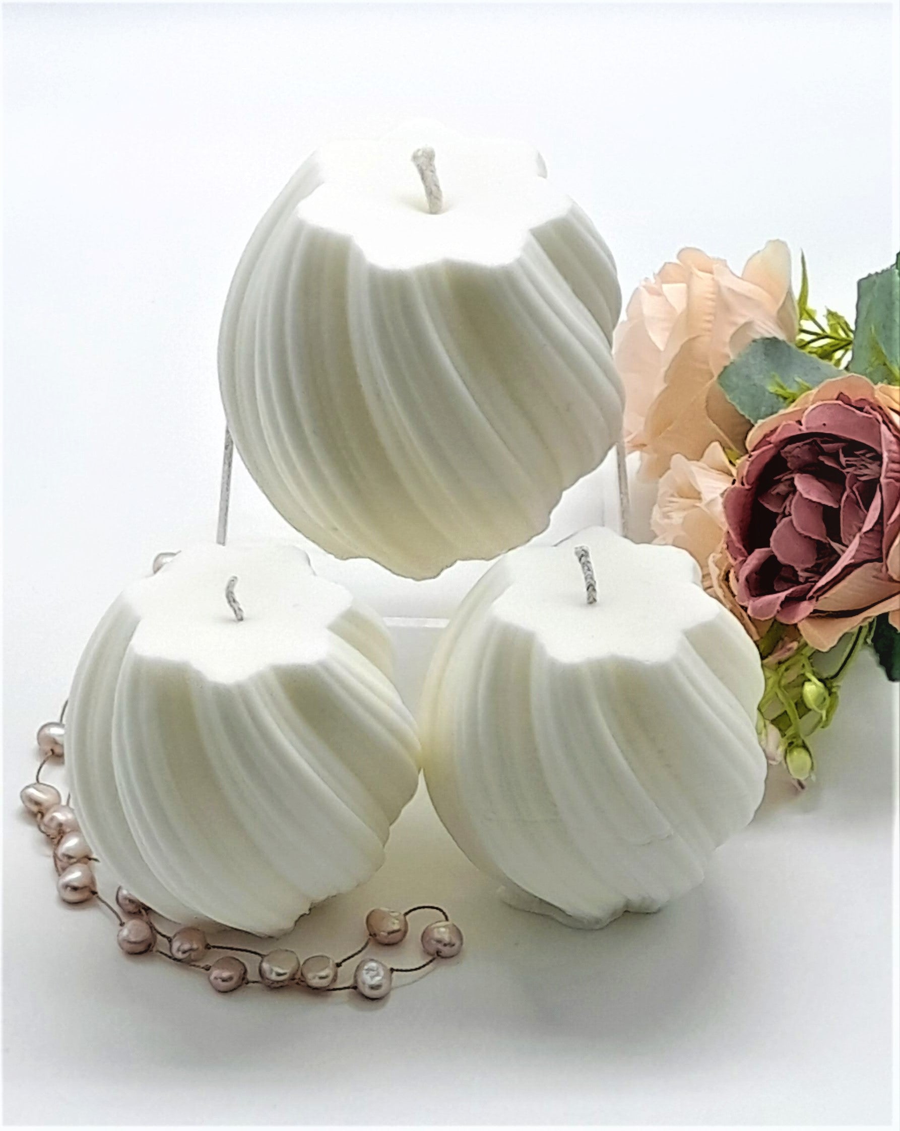 Candles - Decorative And Sculptural Swirl Round Candles       