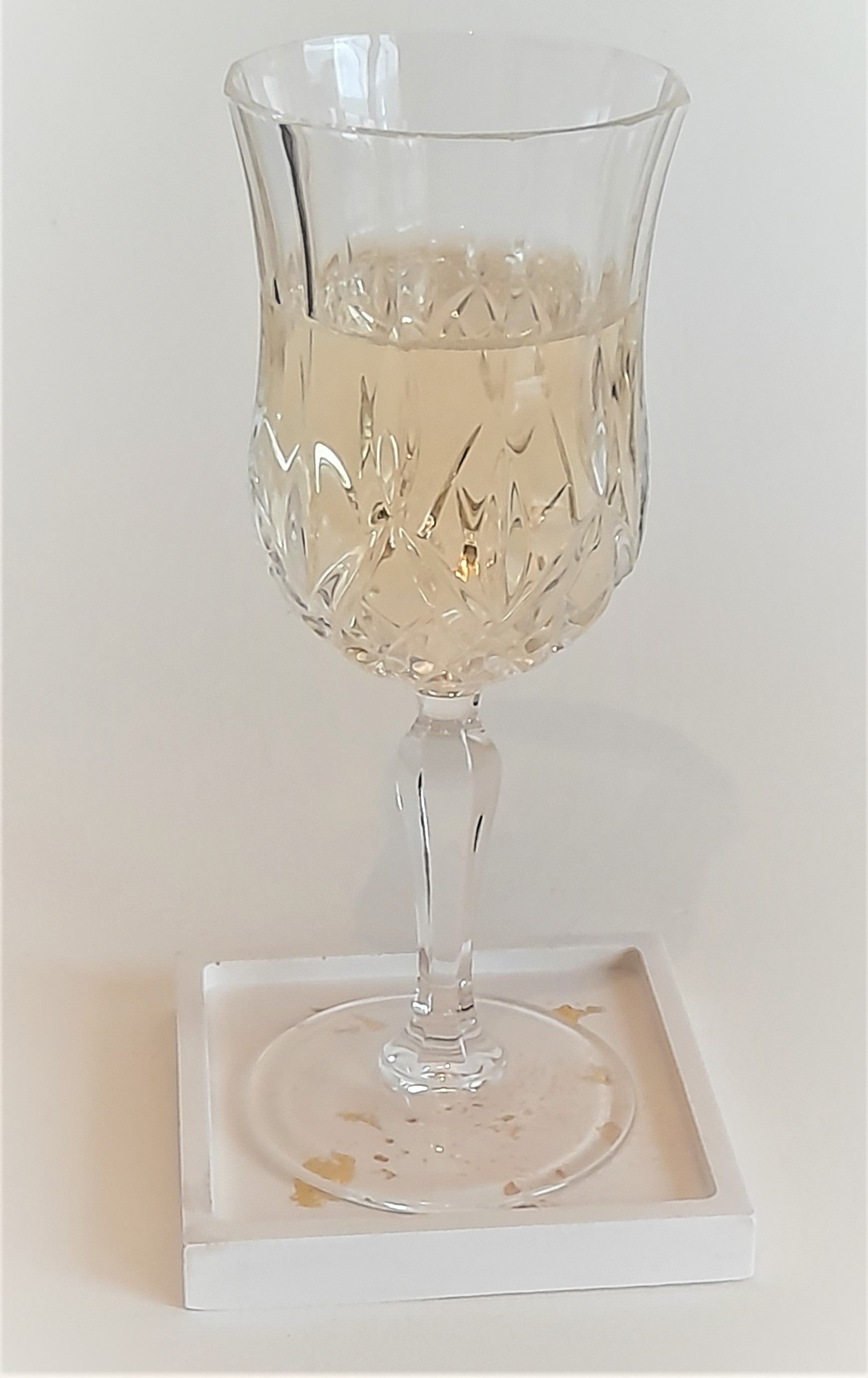 Jesmonite - Square  Cream & Gold Coaster - Luxury Homeware Products