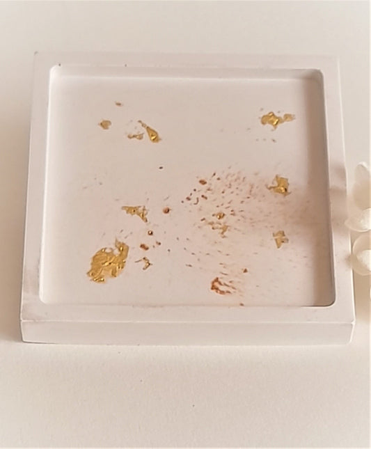 Jesmonite - Square  Cream & Gold Coaster - Luxury Homeware Products