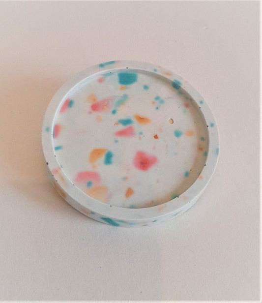 Jesmonite - Small Round Terrazzo coaster - White Label Jesmonite