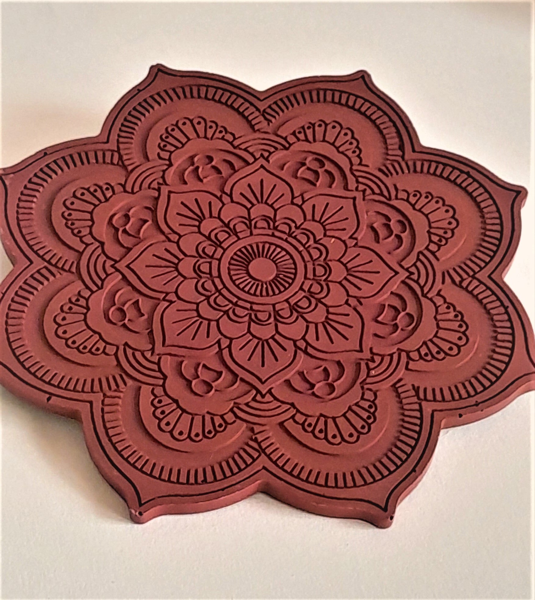 Jesmonite - Eco Luxe Mandala Deep Red Coaster - Luxury Homeware