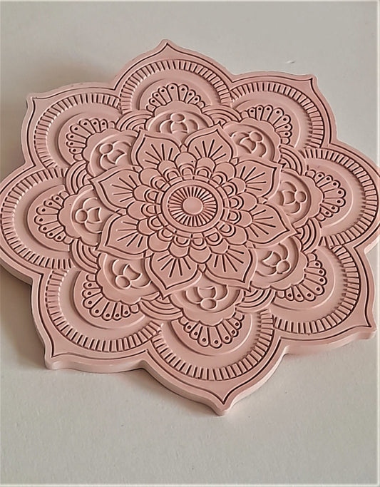 Jesmonite - Mandala Rose Pink Coaster - Luxury Homeware