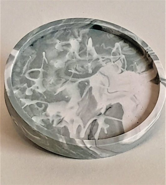 Jesmonite  - Eco Luxe Gray & Cream Marble Coaster - Home Accessories